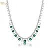 Anhänger Wong Regen elegant 925 Sterling Silber Emerald Ruby High Carbon Diamond Edelstein Frauen Halskette Anhänger Schmuck Jubiläum Geschenke