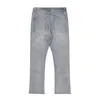 Jeans masculin jeans à hommes bleu clair y2k couleur solide brodée pantalon de jambe droite de poche lavage de poche A160L2404