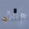 Бутылки для хранения 10 шт. 5 мл 10 мл квадратный рулон на стеклянном шарике ролика для духов эфирные масла с металлическими инструментами для макияжа