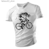 T-shirts masculins Été Nouveau cyclisme comme Hell Skull Print Mens Mens à manches courtes Retro Casual Crewneck T-shirt T-shirt Hip-Hop Street Clothing Q240426