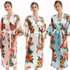 Ropa étnica mujer túnica de boda kimono camiseta exquisita flor estampada satén suave suelta revista elegante elegante ropa de dormir japonesa japonesa