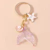 Keychains Lanyards Fashion Fish Tail Keychains Summer Beach Starfish Shell Pendants Key Chains for Women Men Car Key Handbag Keyrings Accessories