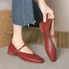 Casual schoenen vrouw zomer vierkant teen lage zacht opgeloste lolita ballerina stevige kleuren flats vrouwelijk elegante Franse retro mary janes