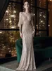 Runway Dresses Yidingzs Elegant V Neck Long Sequin Evening Dress 2021 Ny Off Shoulder Evening Party Dress Y240426