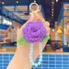 Keychains Bouquet de noutons uniques pour les femmes clés de voiture de fleur de rose mignonne clés florales tricotées en gros en gros