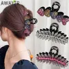 Haarclips Bruiltes Bladeren Rhinestone Hair Claw Hairpin Vintage Women Crystal Heart-Shape Hair Clips Crab Barrettes Fashion Hair Accessoires Sieraden 240426