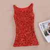 Women's Tanks Women Vest Top Shiny Sequin Sleeveless O Neck Summer Tank Slim Fit Pullover Elastic Sparkling Stage Show Performance Blouse