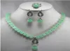 Bellissimi gioielli da 8 mm Green Jade Neckace Earing Ring Set5693377