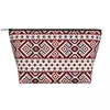 Cosmetic Bags Ukraine Ukrainian Embroidery Red And Black Bag Women Big Capacity Bohemian Makeup Case Beauty Storage Toiletry