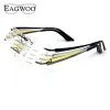 Linser Pure Titanium Gelgasses Rimless Optical Frame Recept Spectacle Frameless Glass för män ögonglasögon 11090 Slim Temple