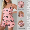 Women's Sleepwear Summer Fashion Sexy Pajama Two Pieces Print Short Set Slveless Womens Milk Silk Top Comfortable Ladies Slpwear Y240426