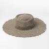 Chapéus de balde de largura chapéus femininos chapéu de verão vintage chapéu plano handmade brim hollow design rafia str chap