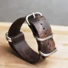 OnThelevel Leather Nato Strap 20mm 22mm 24mm Zulu Strap Vintage First Layer Cow Leather Band مع خمس حلقات Buckle #E CJ191247B