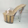 Tanzschuhe klare Plattform sexy Neuartige Getreide Heels Kristall 8 Zoll High Heel für Lady Mode 20cm Gelb