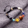 Beaded Galaxy Solar System Bracelet for Mens Universe Nine Planets Natural Stone Star Earth Moon Fashion Couple Jewelry