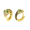 Stud Fashion Luxury Boucle d'oreilles de cerceau de serpent zircon en verdure verte pour femmes