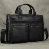 Briefzüge Herren Leder Aktentasche Business Man's Bag Top Layer Cowide Lawyer's Computer Style Large 15.6 Laptop mit Riemen