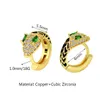Stud Fashion Luxury Boucle d'oreilles de cerceau de serpent zircon en verdure verte pour femmes