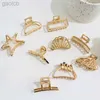 Hair Clips Barrettes Fashion Hollow Heart Metal Hair Claw Clips Simple Non Slip Mini Gold Geometric Bangs Barrettes Hair Jaws For Women Girls Daily 240426