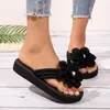 Lässige Schuhe Frauen Blumendekor Flip Flops Clip Zeh Rutsche Sandalen Mode bequemer Strand