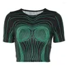 T-shirts pour femmes weiyao 3d corpored imprimé slim fit top pour femmes T-shirt à manches courtes technologiques de la technologie