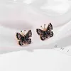 Leghielier penzolanti Nuovo Creative Colorful Crystal Crystal Butterfly Ear Studs Women Trendy Drendy Green Rhinestone Animal Elegant Temperament Orenings Studs