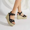 Purple Wedges Shoes For Women Platform Bohemian Sandals Leisure Summer Woven Straw High Heels Black Sandales Femme 240423