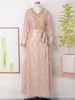 Ethnic Clothing Middle Eastern Arab V-neck Gold Plated Long Sleeved Fashion Dress Muslim Maxi Dresses For Women