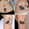 Dövme Transfer Kara Kedi Tatoo Sticker Kalıcı Kadın Erkek Kol Punk Geçici Dövme Sevimli Sanat Sahte Dövmeler Su Geçirmez Tatuajes 240427