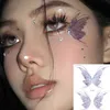 Tattoo Transfer wasserdichte Glitzer Schmetterling Tattoo Aufkleber 3D Fairy Shiny Butterfly Moon Body Art Fake Tattoos Musikfestival Make -up 240426