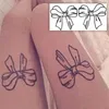 Dövme Transfer Koyu Hat Kelebek Karikatür Dövme Çıkartmaları Sevimli Yay Seksi Dövmeler Kadınlar Sahte Kol Omuz Uyluk Vücut Sanatı Geçici Dövmeler 240427