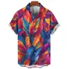 Casual shirts voor heren zomer Hawaiiaanse shirts Casual heren shirts veerprint shirts voor mannen revers korte mouw herenkleding los Aloha shirts 240424