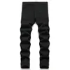 Men's Jeans Mens black elastic tight pencil jeans mens Trousers knee tear Distressed motorcycle jeans mens jeansL2404
