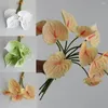 Fleurs décoratives 4pcs simulation pu anthurium bouquet haut de gamme art floral artificiel de fleurs de fleurs de fleur de mariage de mariage