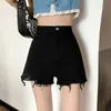 Women's Shorts Summer denim shorts for women Korean fashion tear hole high waisted shorts for women casual long leg shorts for women Y240425