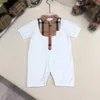 Luxe pasgeboren jumpsuits zomer peuter kleding maat 52-90 cm checker splicing baby crawling pak korte mouwen baby bodysuit 24april