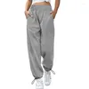 Pantalon féminin 2024 Printemps d'été Femmes larges Ligne solide poche décontractée en vrac noir gris dames pantalons de mode Sport de street