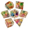 7x Polyhedral Dices Set D4-D20 Engraved Dices Math Teaching Transparent Flower Entertainment Toy for Puzzle Games Craft Parties 240420