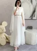 Hma mode luxurry blanc long robe femme sans manches