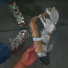 Sandalias de diseñador Sandalias zapatos de moda Crystal Open Toe Dibrillero bajo Tacón de tacón Flat Slipper Summer Butterfly Sandalia cómoda