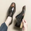 Casual Shoes Business For Men Dress Lace Up Formal Black Patent Leather Brogue Male Wedding Party Office Oxfords