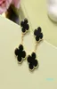 Classic Brand Four Leaf Flower Shells Two Flowers Stud Earrings for Women Black Red Green PearlMotherofPearl Clover S925 Jewelr7861371
