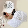 Ball Caps Summer Breathable Ultra-Thin Quick DrySolid Color Women Lace Embroidery Flower Baseball Cap Hollow Out Black/White Sun Hat J240425