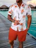 남성 스포츠웨어 2pcs 셔츠 정장 남자 3D 프린트 패션 셔츠 쇼트 2 피스 세트 하와이 비치 옷깃 셔츠 세트 유니osex 의류 240416