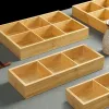 Pojemniki drewniane prostokątne przedziały tacki pokarmowe pokarmowe taca bambus owocowy herbata przekąska przekąska organizator narzędzia do przechowywania kuchni