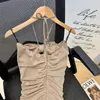 Brown Bow Halter Tube Top Womens Tight Fishtail Strap Dress