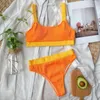 Kadın mayo göz alıcı şeker renkli bikini set yüksek belli subantik seksi bayan kız plajsuit