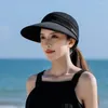 넓은 가슴 모자 분리 가능한 여성 여름 태양 모자 캐주얼 UV 보호 빈 상단 캡 접이식 조절 가능한 해변
