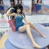 Action Toy Figures 9cm anime figur Sakurajima Mai Blue Suspenders Shorts Loungewear Sitting PVC Boxed Model Collection Gift Ornament Decoration Y240425W24T