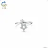 Küme Yüzükleri 2024 925 STERLING Gümüş Yıldız Zirkon Parlak Kadın Kız Lady Ring Light Lüks Zarif Cazibe Sevgililer Günü Düğün Mücevher Hediyeleri